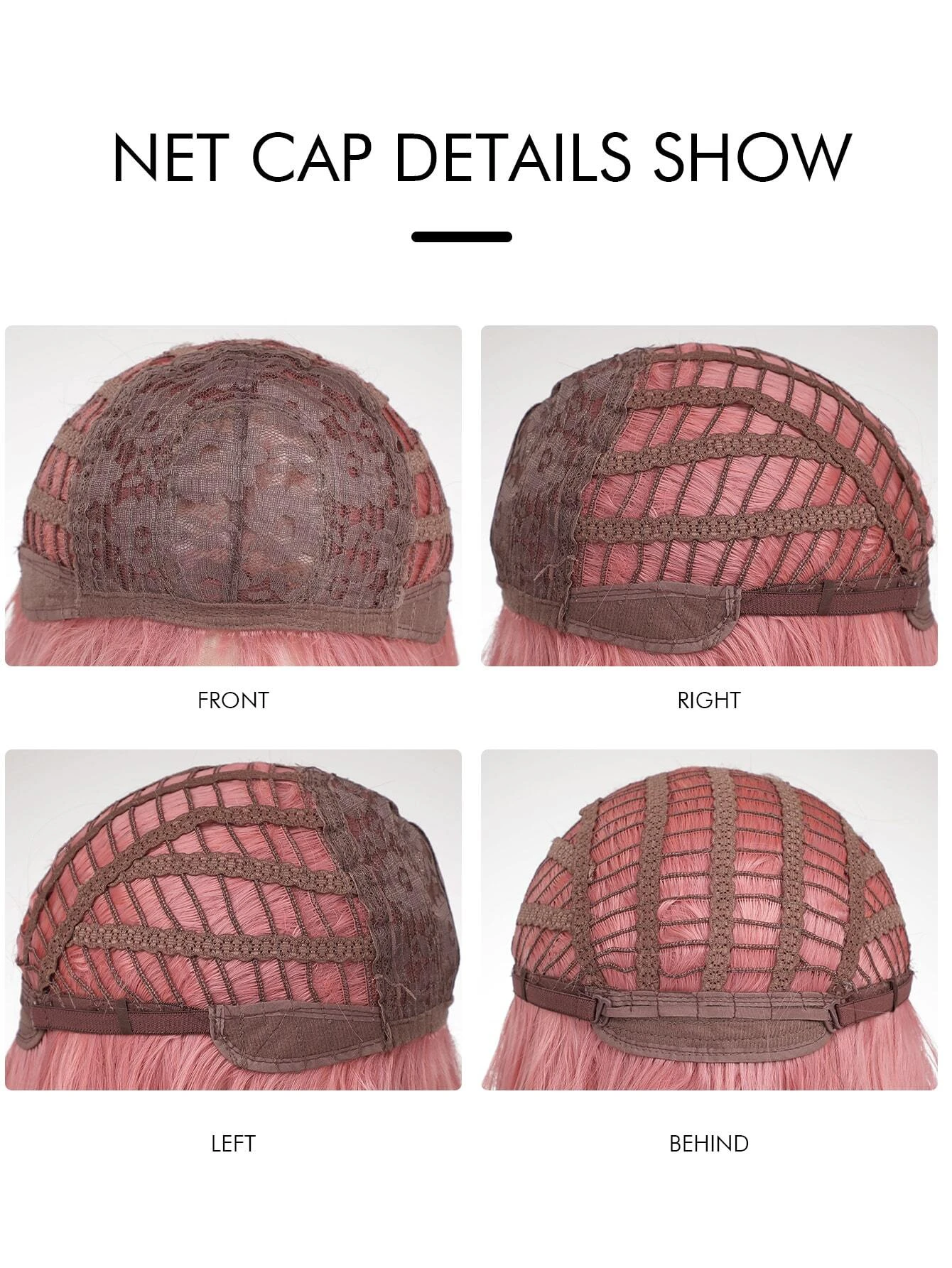 Rose Long Ondulé Cheveux Bouclés Avec Franges Perruque Pour Femme Mode Naturel Synthétique Résistant À La Chaleur Cheveux Remplacement Perruques Pour Usage Quotidien – Image 6