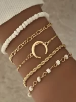 5 pièces/set Bracelet À Chaîne À Détail De Lune