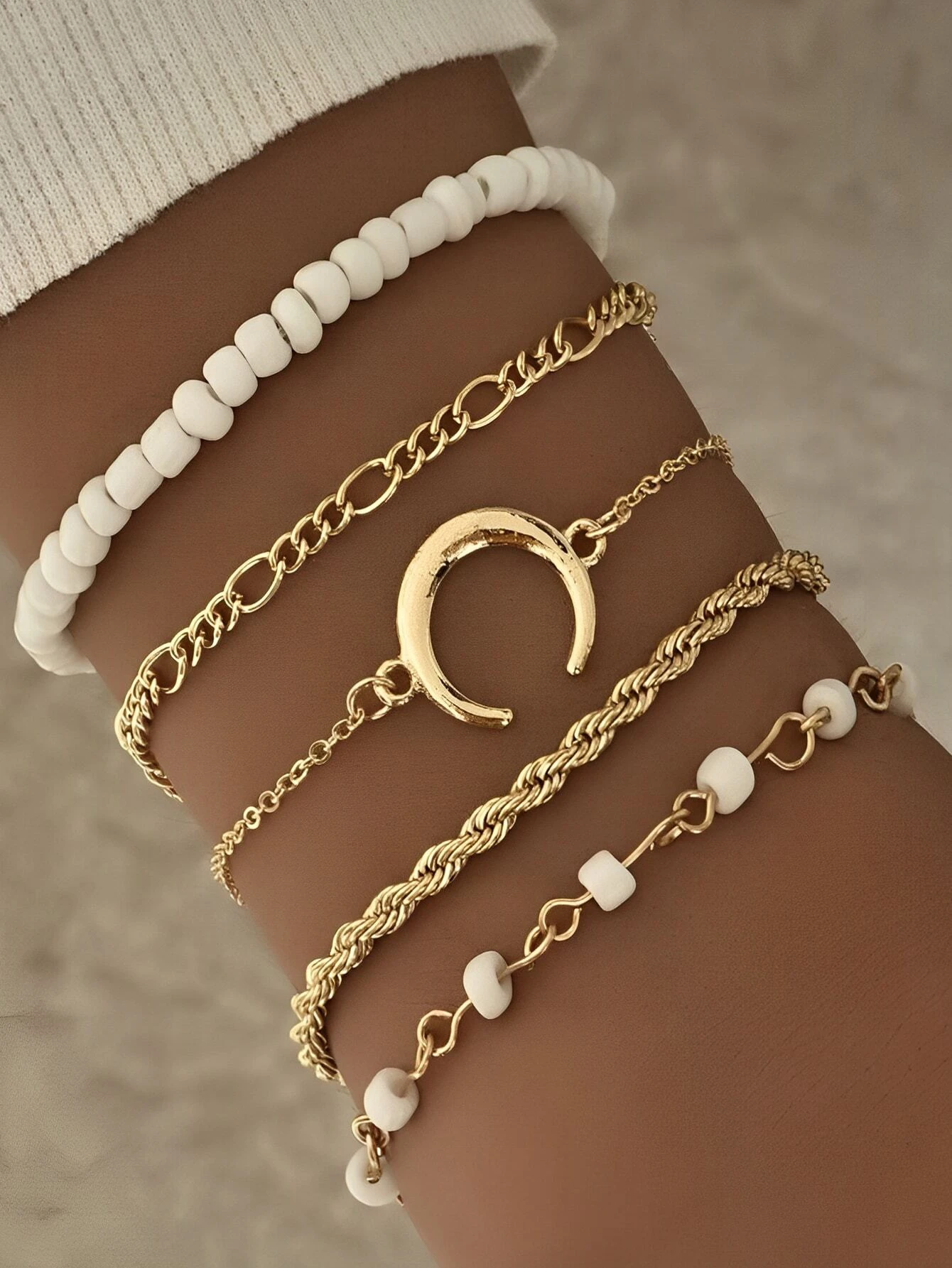 5 pièces/set Bracelet À Chaîne À Détail De Lune