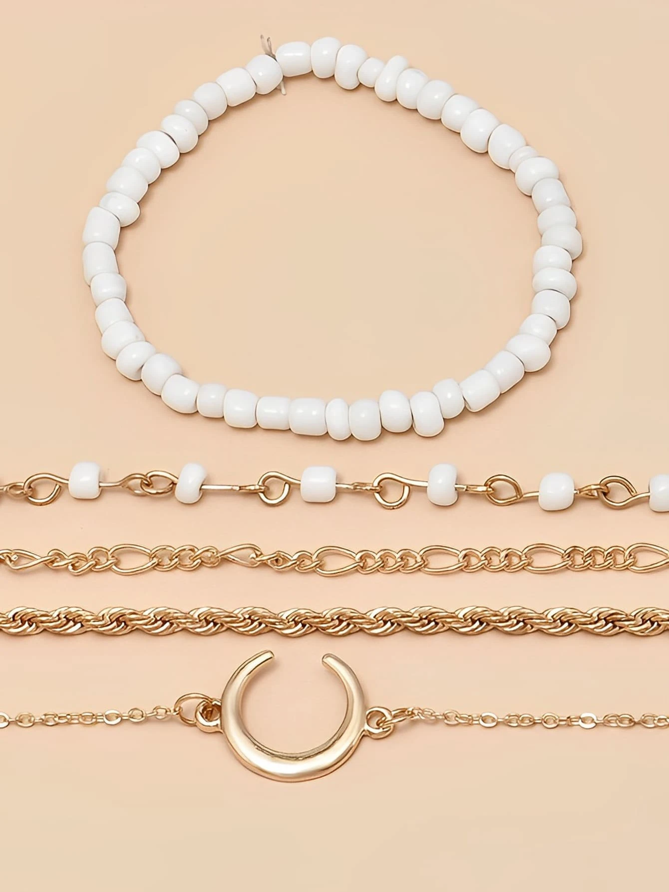 5 pièces/set Bracelet À Chaîne À Détail De Lune – Image 2