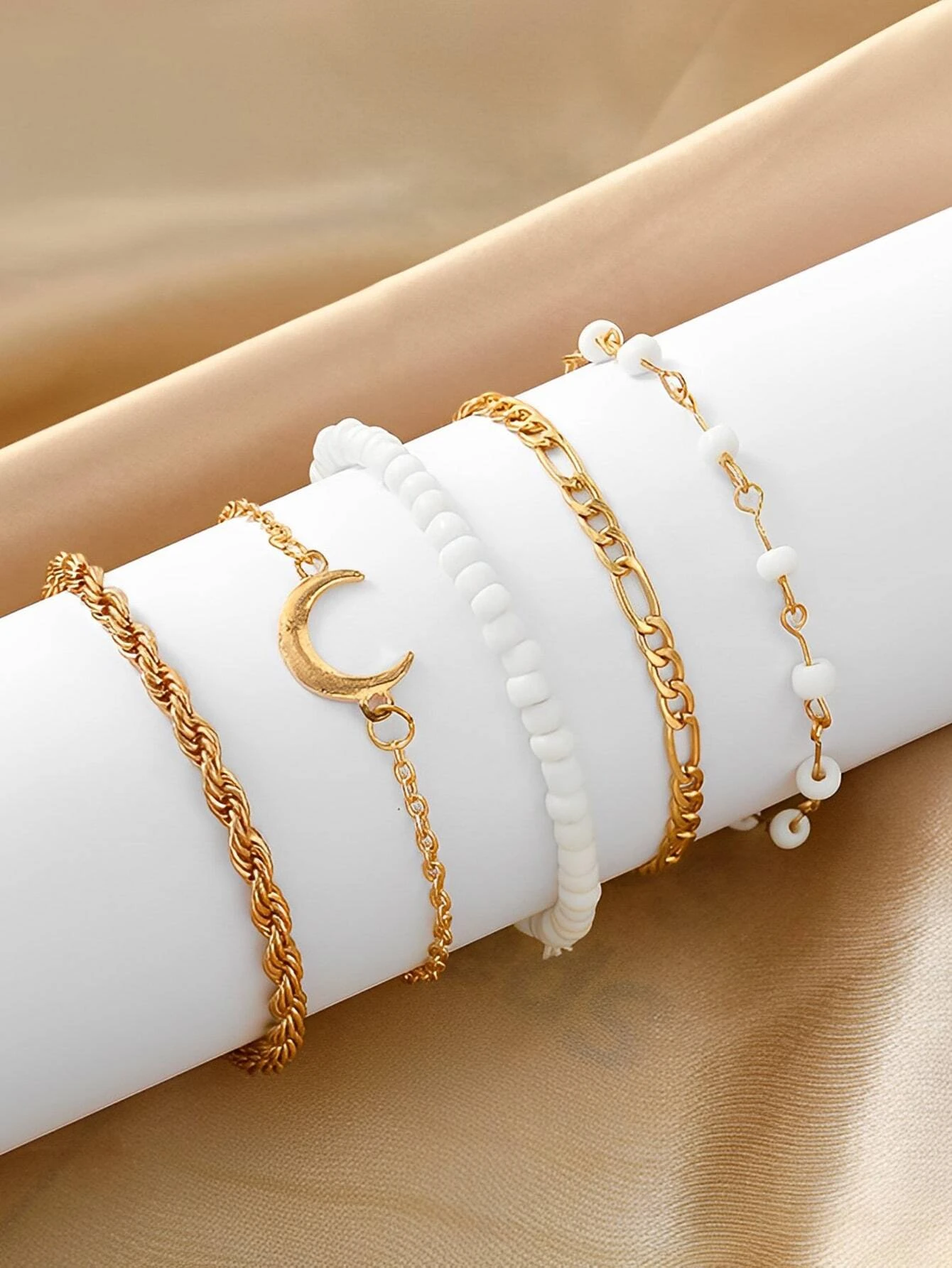 5 pièces/set Bracelet À Chaîne À Détail De Lune – Image 4
