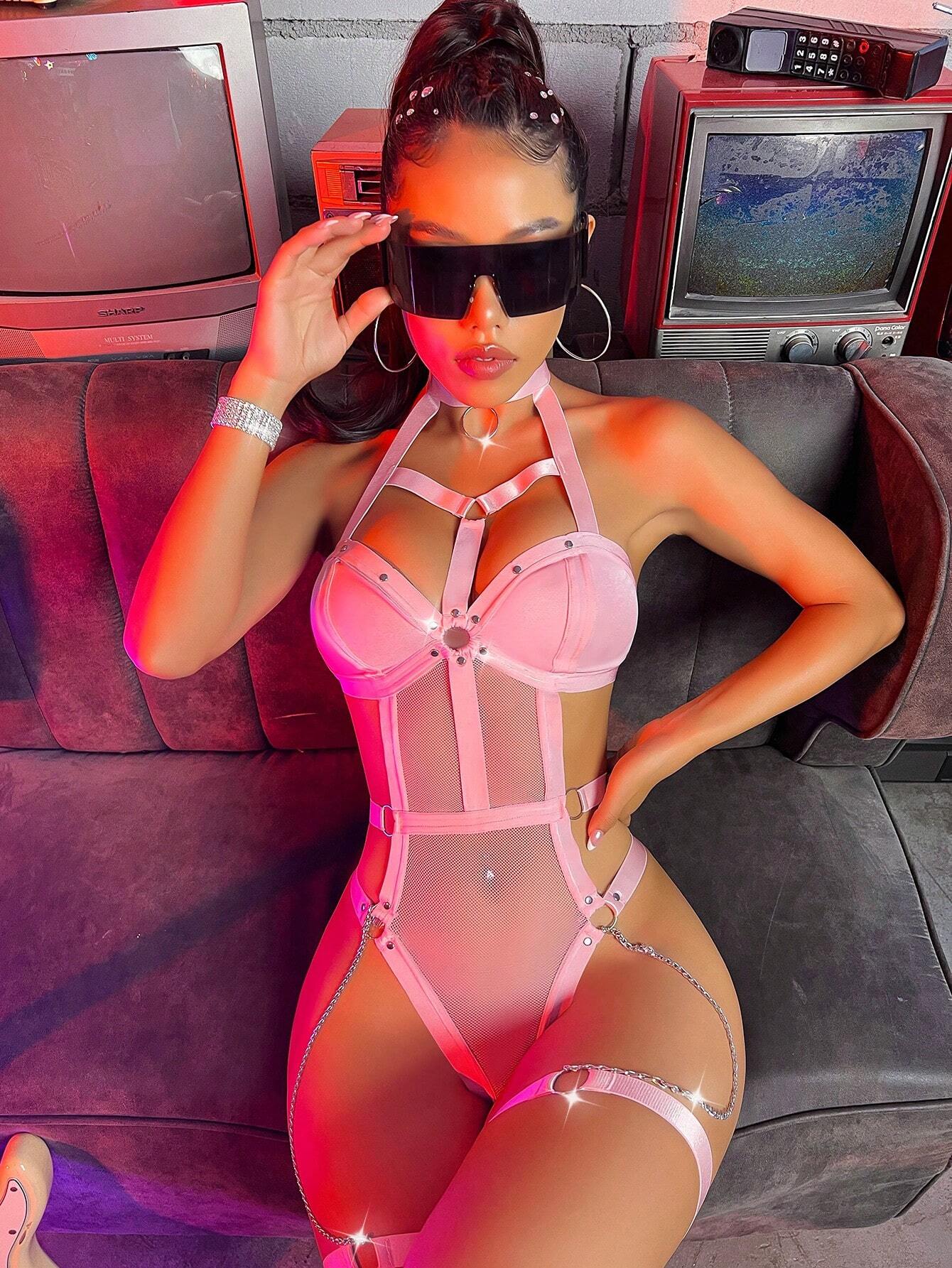 body de lingerie avec 1 paire Jarretière – Image 2