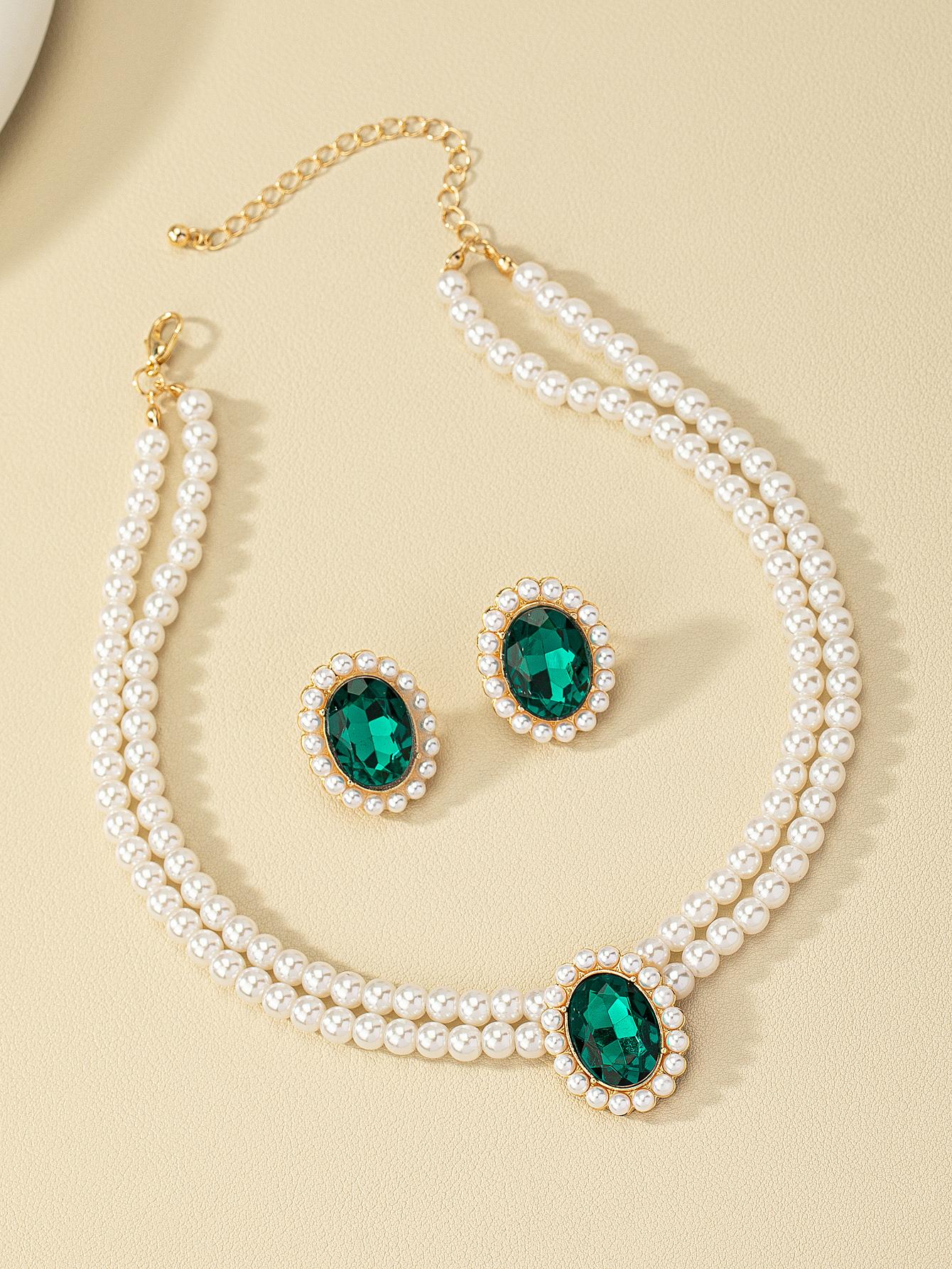 3 pièces/set Set de bijoux glamour à strass – Image 2