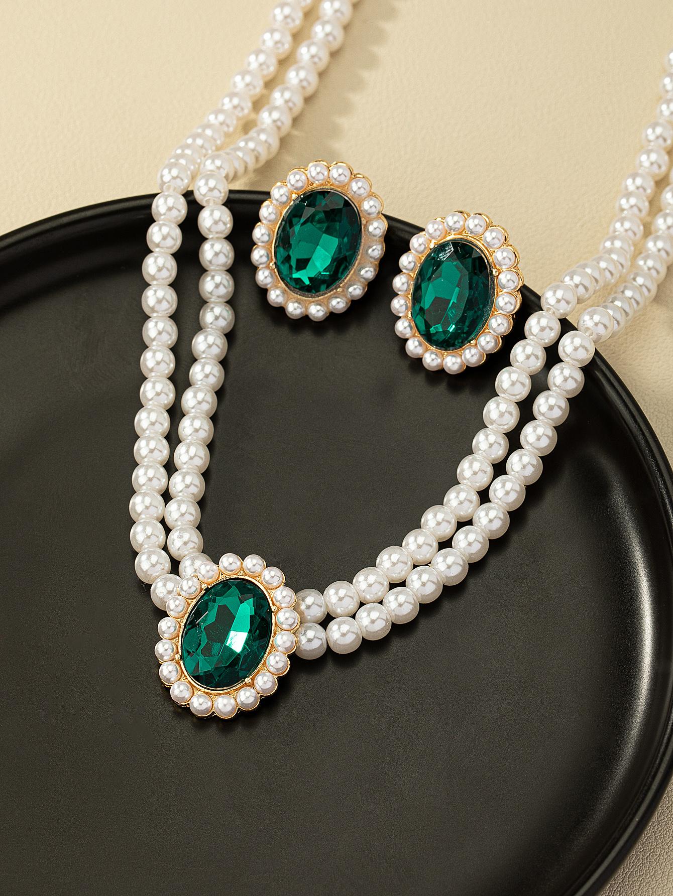 3 pièces/set Set de bijoux glamour à strass – Image 4
