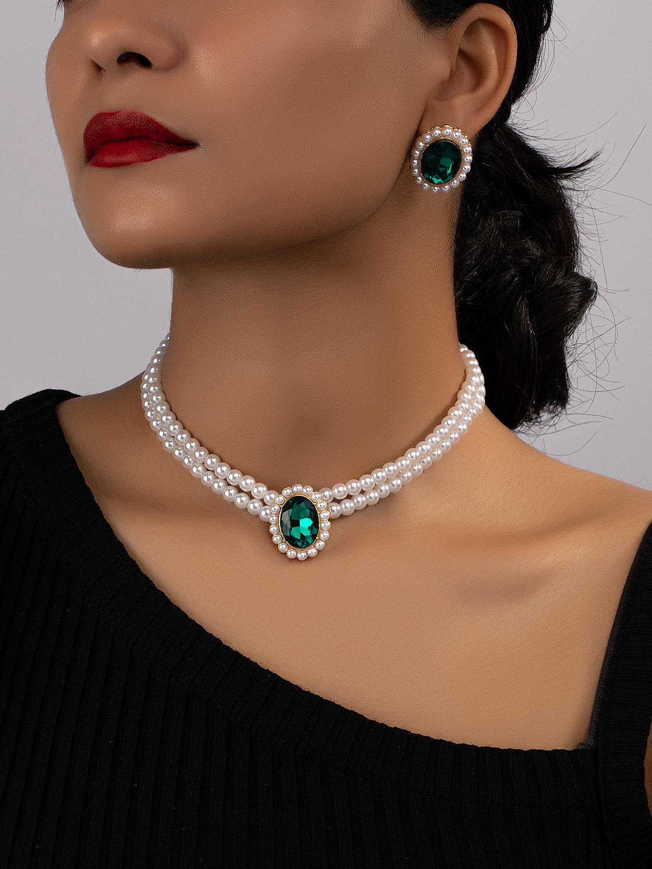 3 pièces/set Set de bijoux glamour à strass