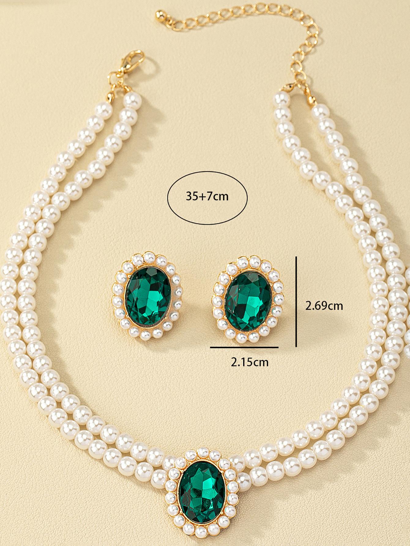 3 pièces/set Set de bijoux glamour à strass – Image 3
