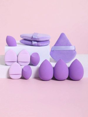 Éponge De Maquillage & Houppette , 6 pièces Violet Éponge De Maquillage & 6 pièces houppette Maquillage Mixeur Outil De Maquillage