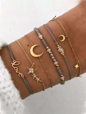 6 pièces/set Bracelet À Détail De Lune
