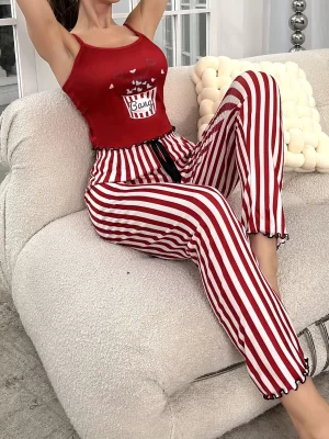 Ensemble De Pyjama À Rayures & Dessin Animé