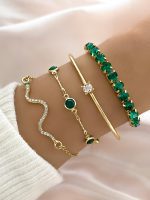 4 pièces/set Bracelet Avec Strass