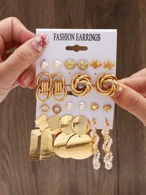 11 Paires De Boucles D'oreilles Papillon Et Perle Artificielle Décoratives