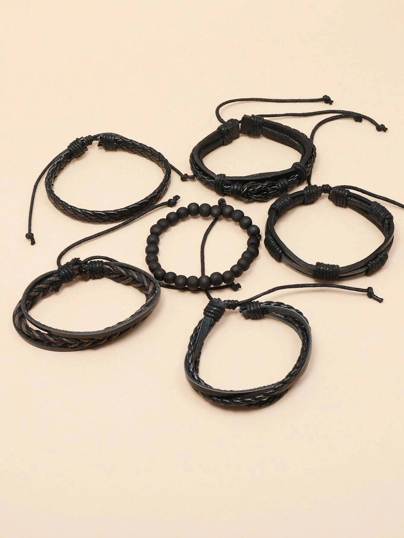 6 pièces Homme Bracelet en cuir PU – Image 3