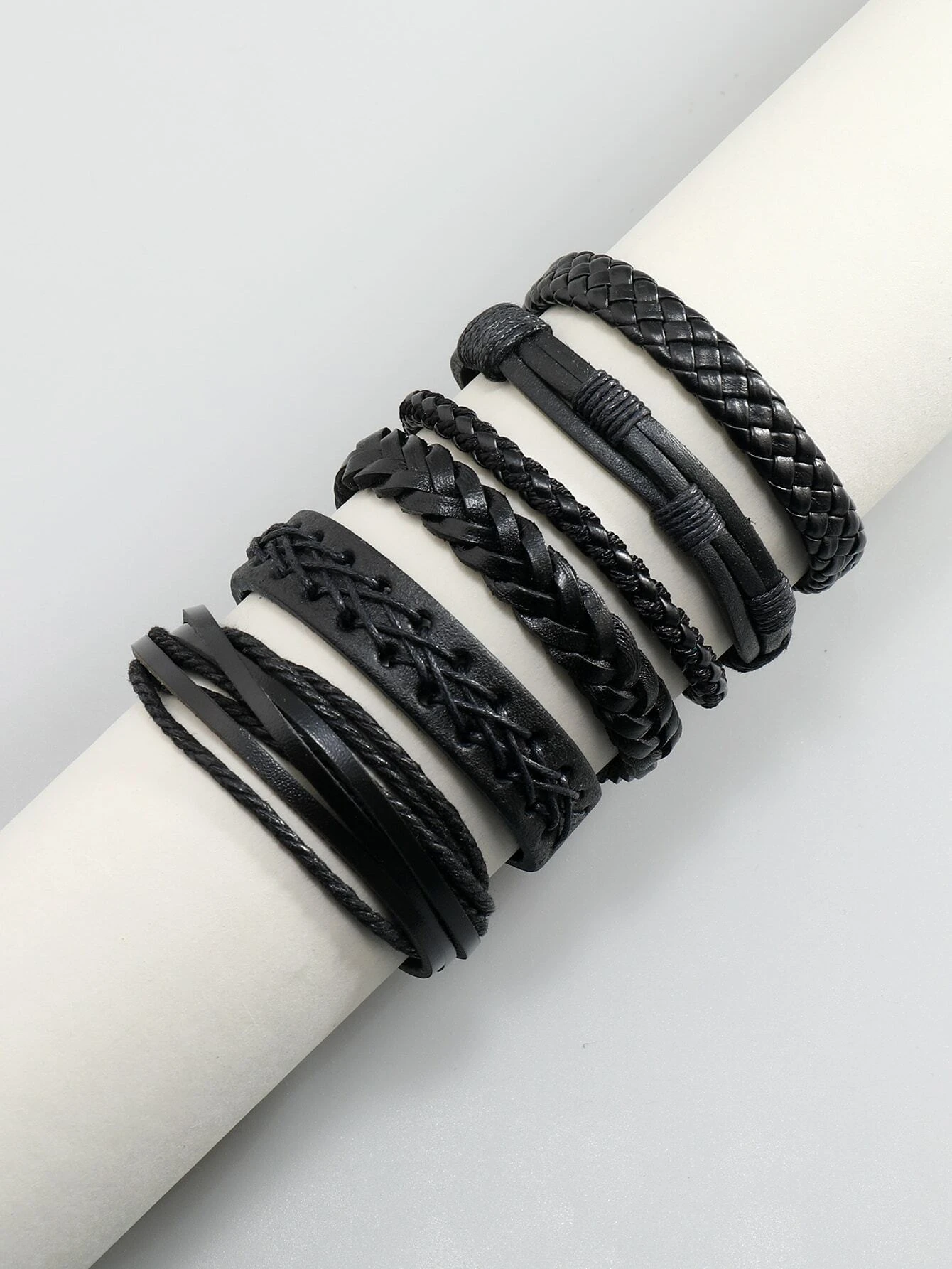 Homme 6 pièces Bracelet Tressé À La Mode Et Populaire Minimaliste En Cuir PU Pour Vacances Et Pour A Élégant Look – Image 3