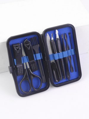 Clip À Ongles Outil 10 pièces/set Noir Coupe-ongles Peau Morte Fourchette Ciseaux À Sourcils Cuillère Oreille Cuillère Outil Domestique