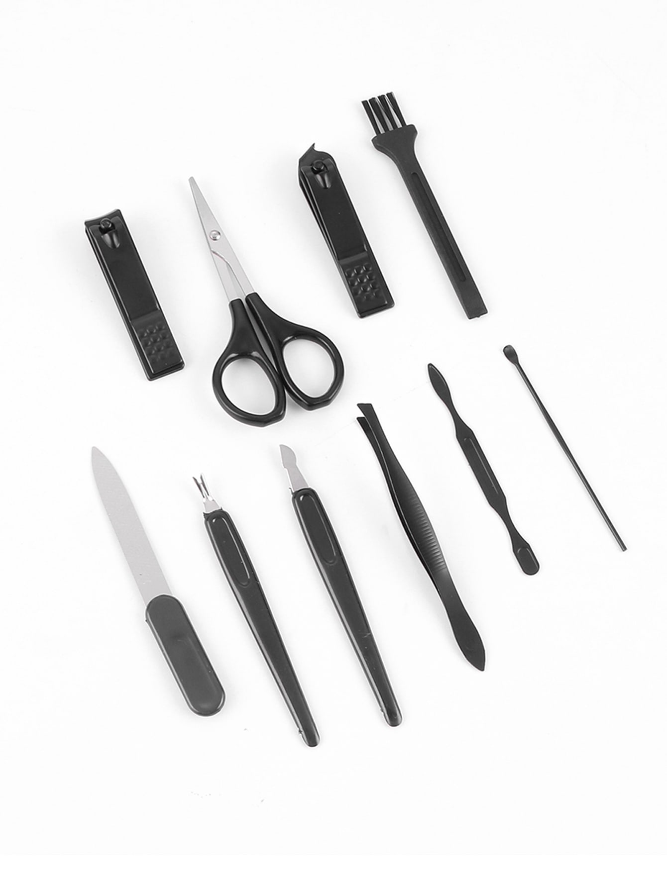 Clip À Ongles Outil 10 pièces/set Noir Coupe-ongles Peau Morte Fourchette Ciseaux À Sourcils Cuillère Oreille Cuillère Outil Domestique – Image 4