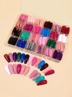 576 pièces Faux ongles long cercueil de couleur mélangée