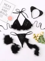6 pièces Costume  de lapin à fourrure synthétique