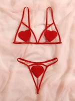 Classic Ensemble de lingerie à applique cœur à tulle