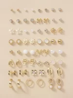 30 paires Boucles d'oreilles à design fleur et arbre