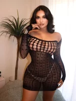 Robe Moulante Ajouré En Résille (Sans Ensemble De Lingerie)