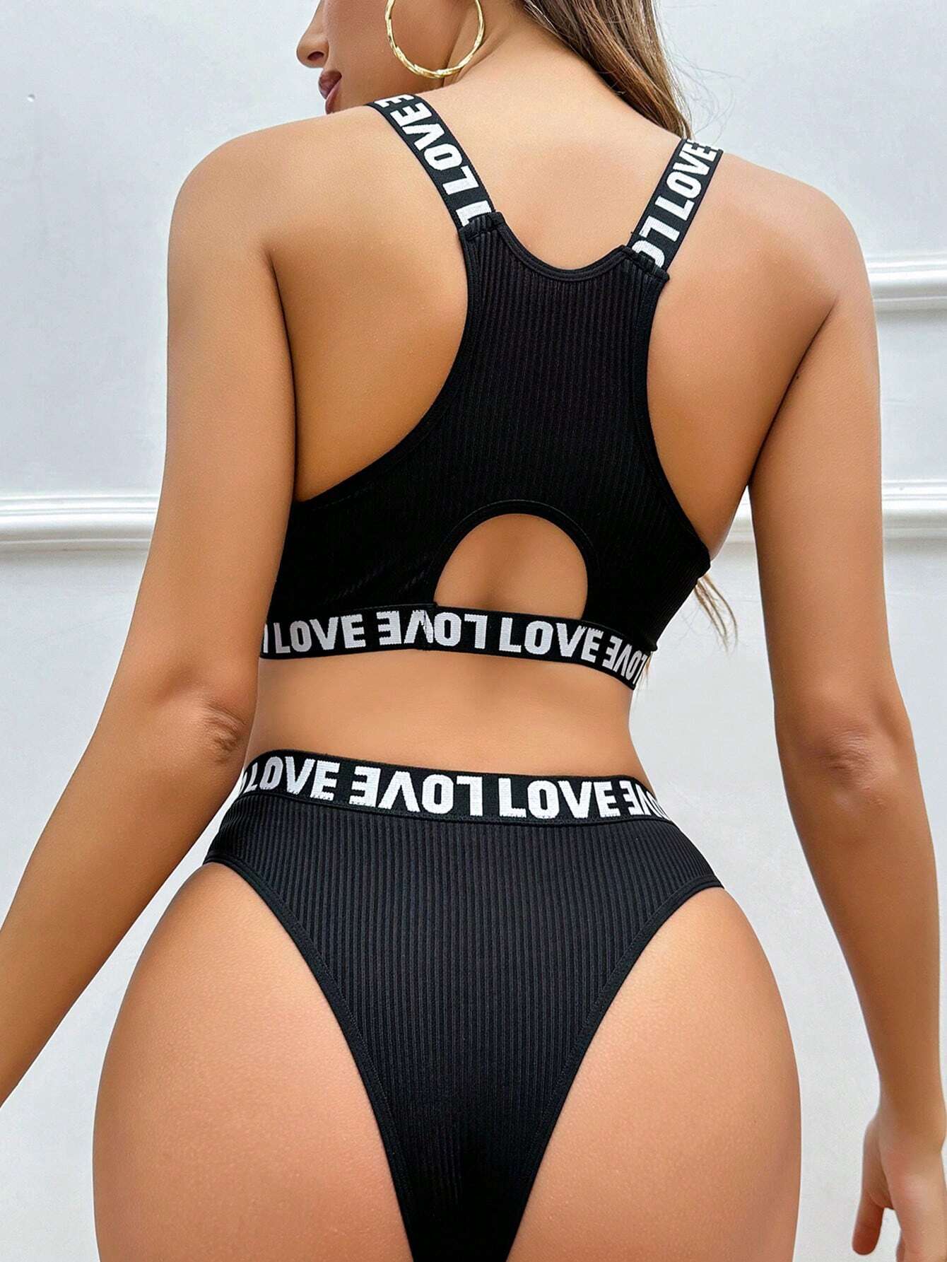 Ensemble De Soutien-gorge Et De Culotte Pour Dames Imprimé De Lettres Avec Bande Élastique – Image 6