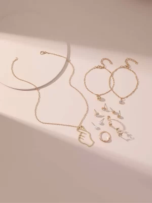 12 pièces Set de bijoux aléatoire à strass à détail main
