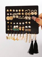 62 pièces/set Boucles D'oreilles Mode Papillon & Fausse Perle & À Franges & Avec Strass Pour Femme Pour Cadeau De Rencontre