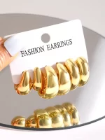 6 pièces/set Set De Créoles À La Mode Élégant Épais , Adapté Pour Soirées , Rendez-Vous , Cadeaux Et Port Quotidien