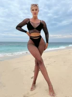 Ensemble De Lingerie En Résille Sans Entrejambe Sans Doublure