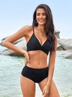 Leisure Bikini torsadé taille haute