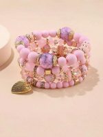 4 Pièces Bracelet À Perles En Forme De cœur Pour Femmes,