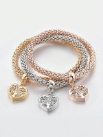 3 pièces set Bracelet Arbre Détail À Breloque Cœur