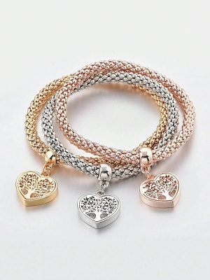 3 pièces set Bracelet Arbre Détail À Breloque Cœur