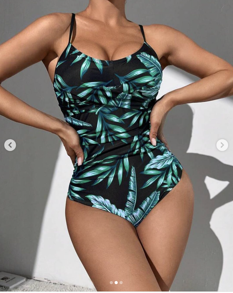 Maillot de bain une pièce à imprimé tropical à ruché