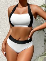 Swim Ensemble bikini ras-du-cou pour femme avec blocs de couleur, carnaval