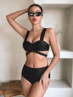 Ensemble De Maillot De Bain Pour Femmes, Unicolore Couleur Avec Bretelles Croisées