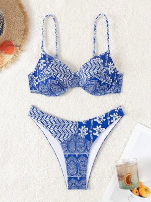 VCAY Ensemble De Maillot De Bain Pour Femmes À Patchwork Imprimé
