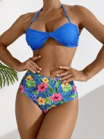 Swim Ensemble de maillot de bain imprimé floral de style vacances à la mode pour femmes